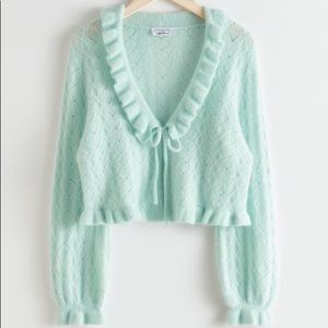 & Other Stories Ruffled Alpaca Blend Knit Cardigan